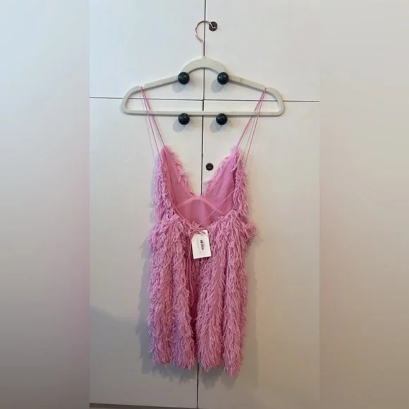 NWT For Love & Lemons Kamara Pink Feather Mini Dress Party Birthday Bachelorette - Picture 6 of 7